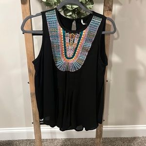 Sleeveless embroidered blouse
